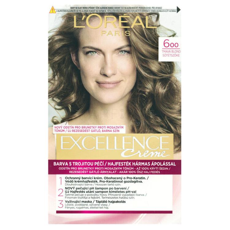 L&#039;Oréal Paris Excellence Creme Triple Protection Boja za kosu za žene 48 ml Nijansa 600 Natural Dark Blonde