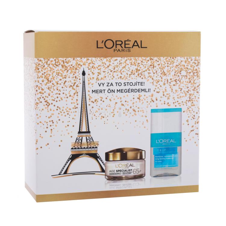 L&#039;Oréal Paris Age Specialist 65+ Poklon set dnevna krema Age Specialist 65+ 50 ml + sredstvo za uklanjanje šminke Eye &amp; Lip Express Make-Up Remover 125 ml