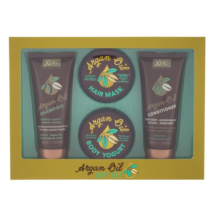 Xpel Argan Oil Poklon set šampon Argan Oil 100 ml + regenerator Argan Oil 100 ml + jogurt za tijelo Argan Oil 50 g + maska za kosu Argan Oil 50 g