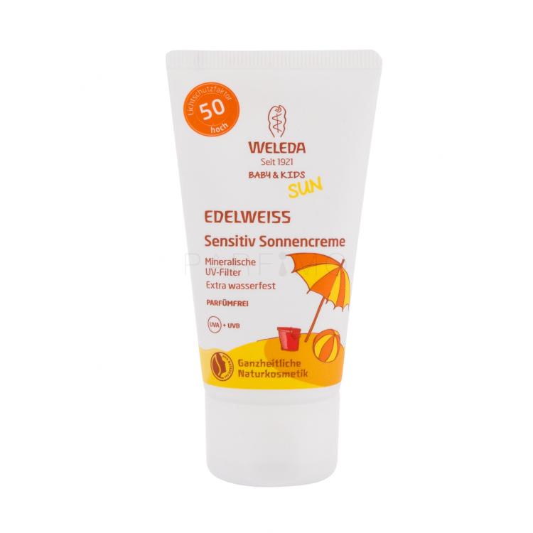 Weleda Baby &amp; Kids Sun Edelweiss Sunscreen Sensitive SPF50 Proizvod za zaštitu od sunca za tijelo za djecu 50 ml