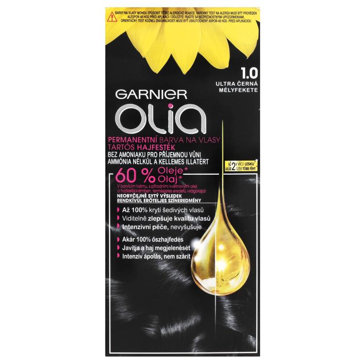 Garnier Olia Permanent Hair Color Boja za kosu za žene 50 g Nijansa 1,0 Deep Black