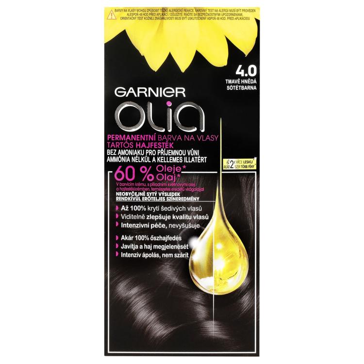 Garnier Olia Permanent Hair Color Boja za kosu za žene 50 g Nijansa 4,0 Dark Brown