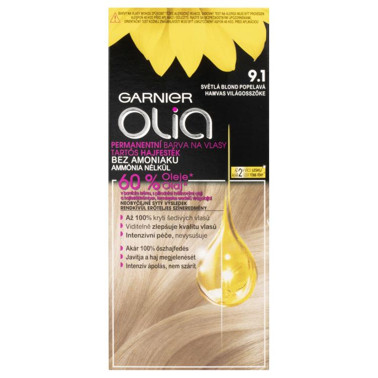 Garnier Olia Permanent Hair Color Boja za kosu za žene 50 g Nijansa 9,1 Ashy Light Blonde