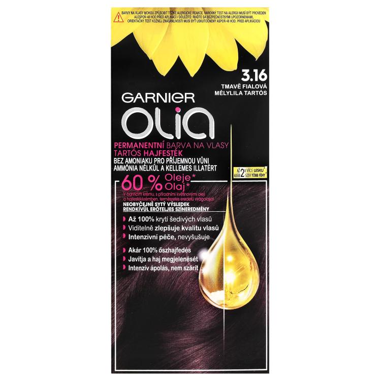 Garnier Olia Permanent Hair Color Boja za kosu za žene 50 g Nijansa 3,16 Deep Violet