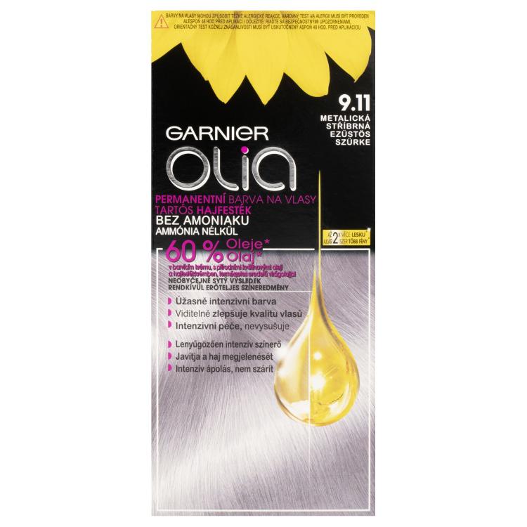 Garnier Olia Permanent Hair Color Boja za kosu za žene 50 g Nijansa 9,11 Metallic Silver