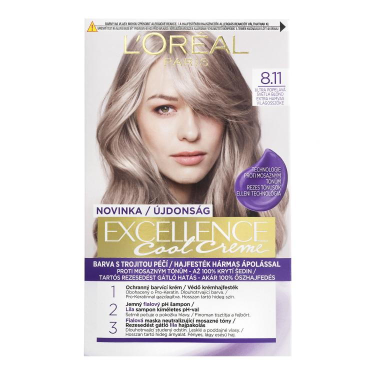 L&#039;Oréal Paris Excellence Cool Creme Boja za kosu za žene 48 ml Nijansa 8,11 Ultra Ash Light Blond
