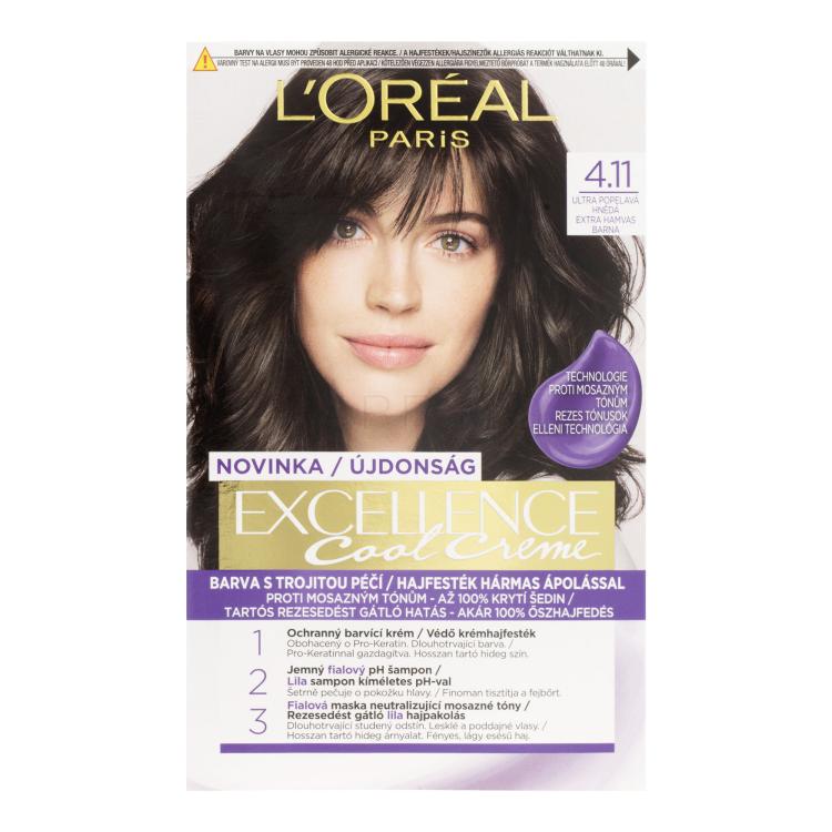 L&#039;Oréal Paris Excellence Cool Creme Boja za kosu za žene 48 ml Nijansa 4,11 Ultra Ash Brown