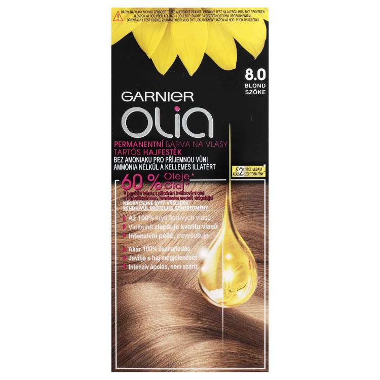 Garnier Olia Permanent Hair Color Boja za kosu za žene 50 g Nijansa 8,0 Blond