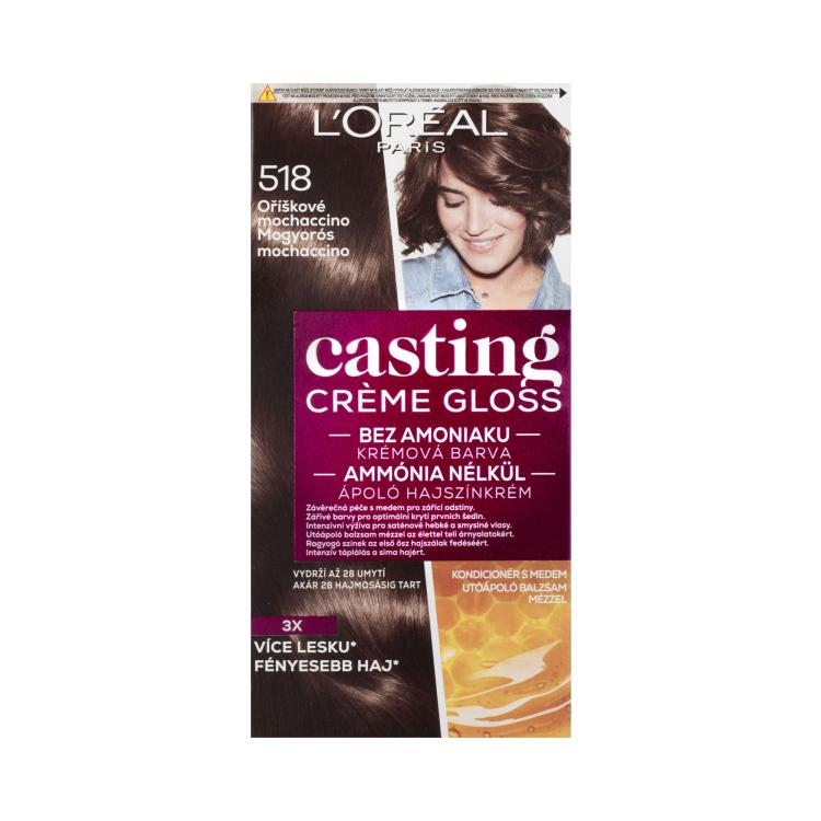L&#039;Oréal Paris Casting Creme Gloss Boja za kosu za žene 48 ml Nijansa 518 Hazelnut Mochaccino