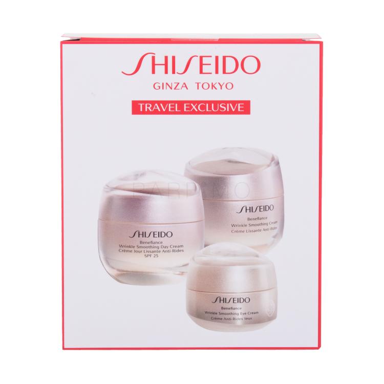 Shiseido Benefiance Poklon set dnevna krema za lice Benefiance Wrinkle Smoothing Day Cream SPF25 50 ml + krema za lice Benefiance Wrinkle Smoothing Cream 50 ml + krema za područje oko očiju Benefiance Wrinkle Smoothing Eye Cream 15 ml