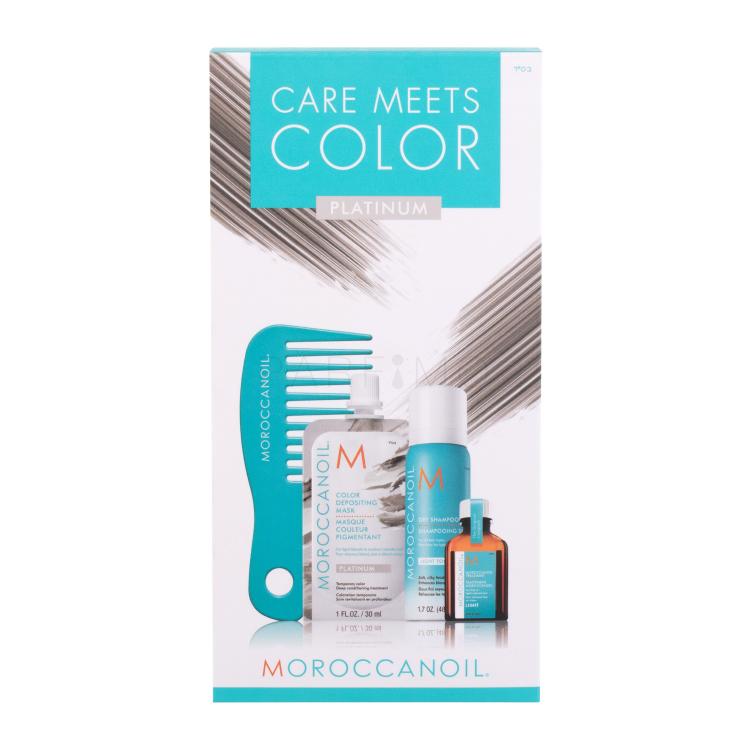 Moroccanoil Care Meets Color Poklon set maska ​​za kosu Color Depositing Mask 30 ml +  Suhi šampon Lagani tonovi 65 ml + ulje za kosu treatment light 15 ml + češalj