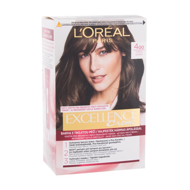 L&#039;Oréal Paris Excellence Creme Triple Protection Boja za kosu za žene 48 ml Nijansa 400 Brown oštećena kutija
