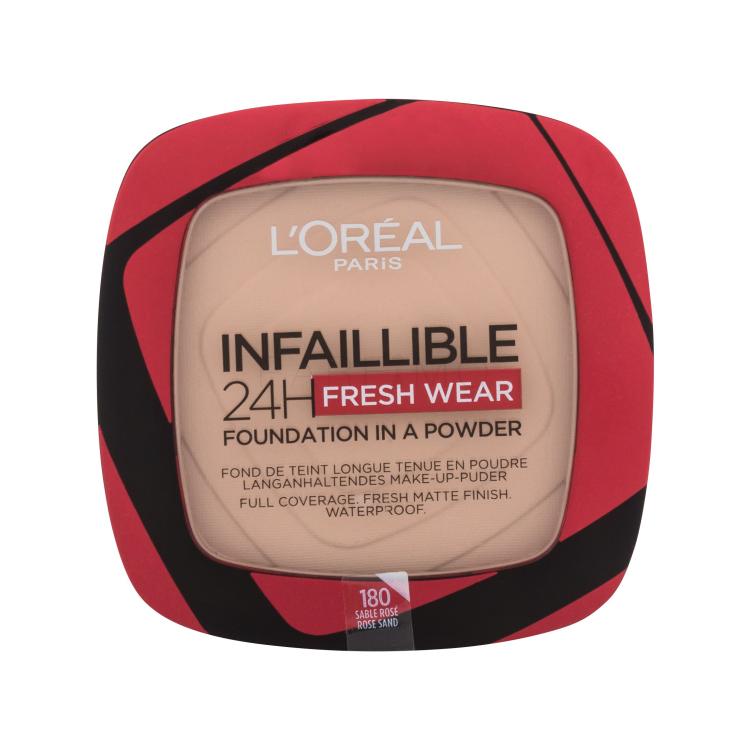 L&#039;Oréal Paris Infaillible 24H Fresh Wear Foundation In A Powder Puder za žene 9 g Nijansa 180 Rose Sand