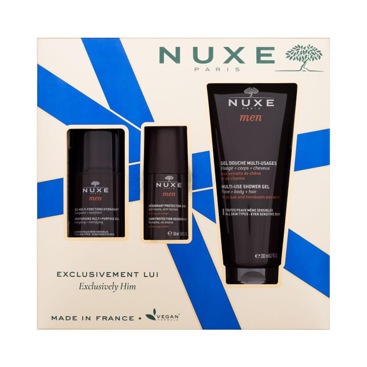 NUXE Exclusively Him Poklon set gel za lice Men 50 ml + gel za tuširanje Men 200 ml + dezodorans Men 50 ml