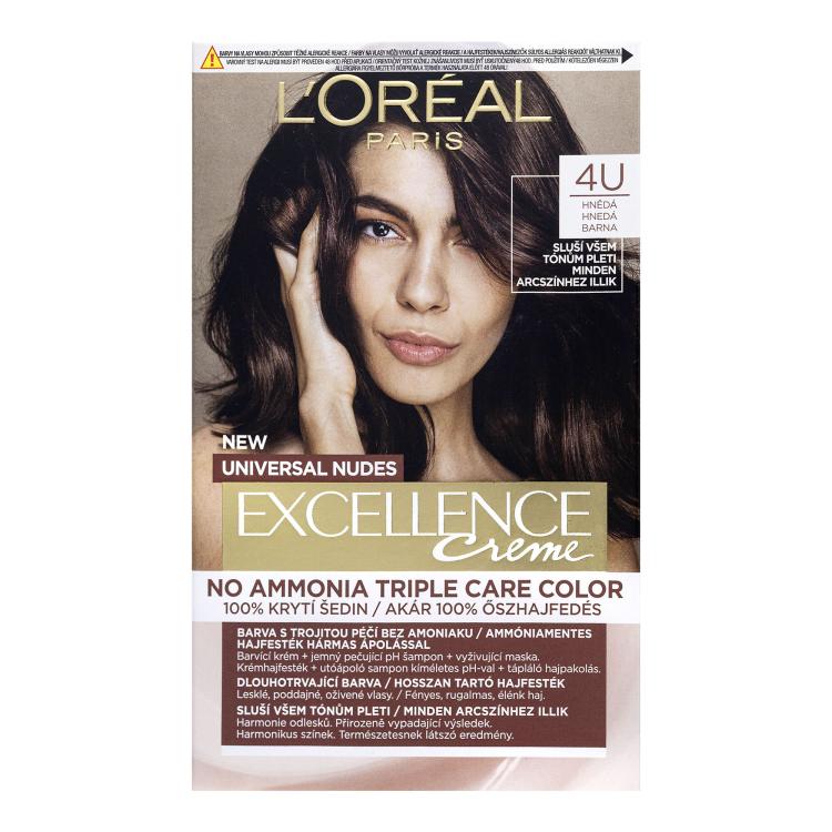 L&#039;Oréal Paris Excellence Creme Triple Protection Boja za kosu za žene 48 ml Nijansa 4U Brown