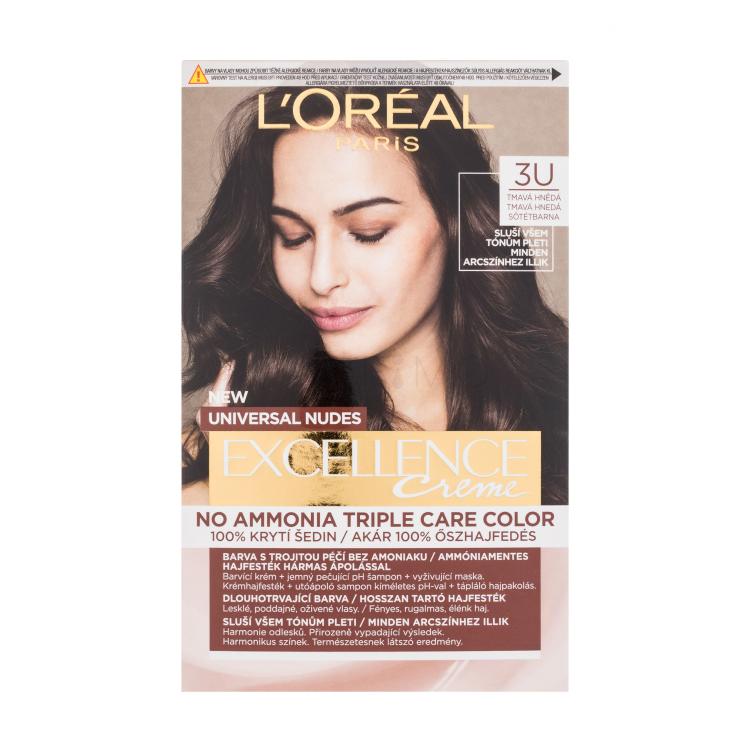 L&#039;Oréal Paris Excellence Creme Triple Protection Boja za kosu za žene 48 ml Nijansa 3U Dark Brown oštećena kutija
