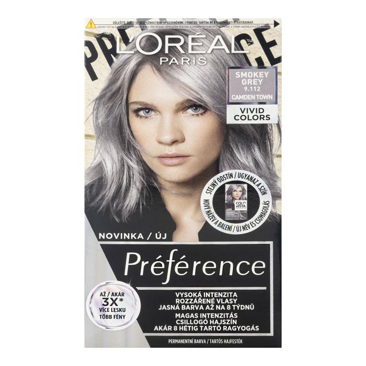 L&#039;Oréal Paris Préférence Vivid Colors Boja za kosu za žene 60 ml Nijansa 9,112 Smokey Grey