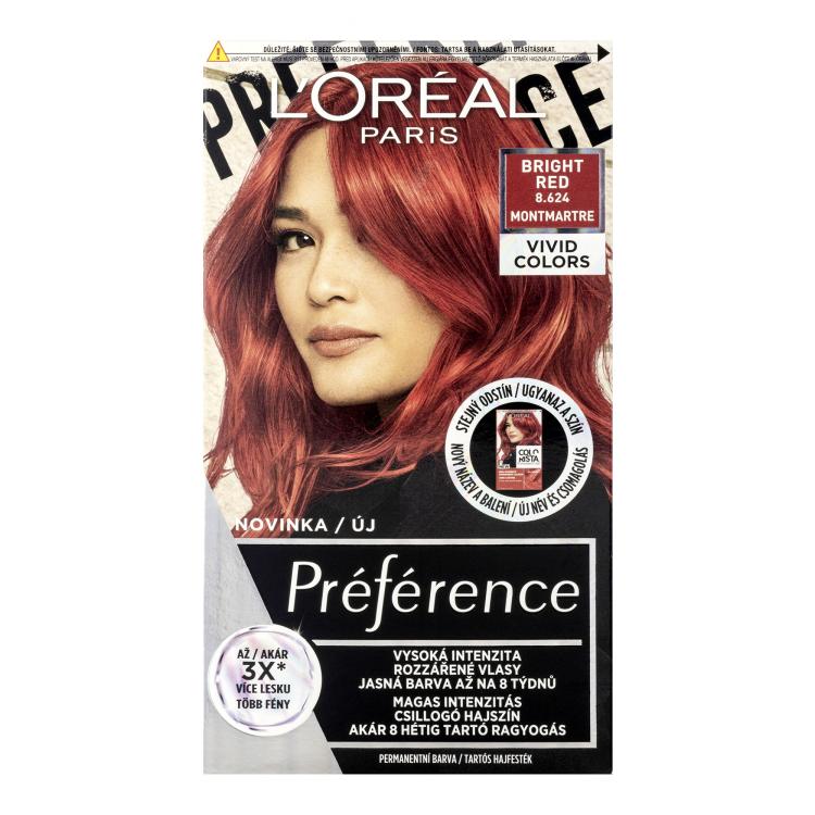 L&#039;Oréal Paris Préférence Vivid Colors Boja za kosu za žene 60 ml Nijansa 8,624 Bright Red