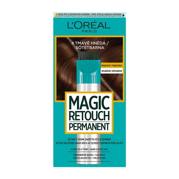 L&#039;Oréal Paris Magic Retouch Permanent Boja za kosu za žene 18 ml Nijansa 4 Dark Brown