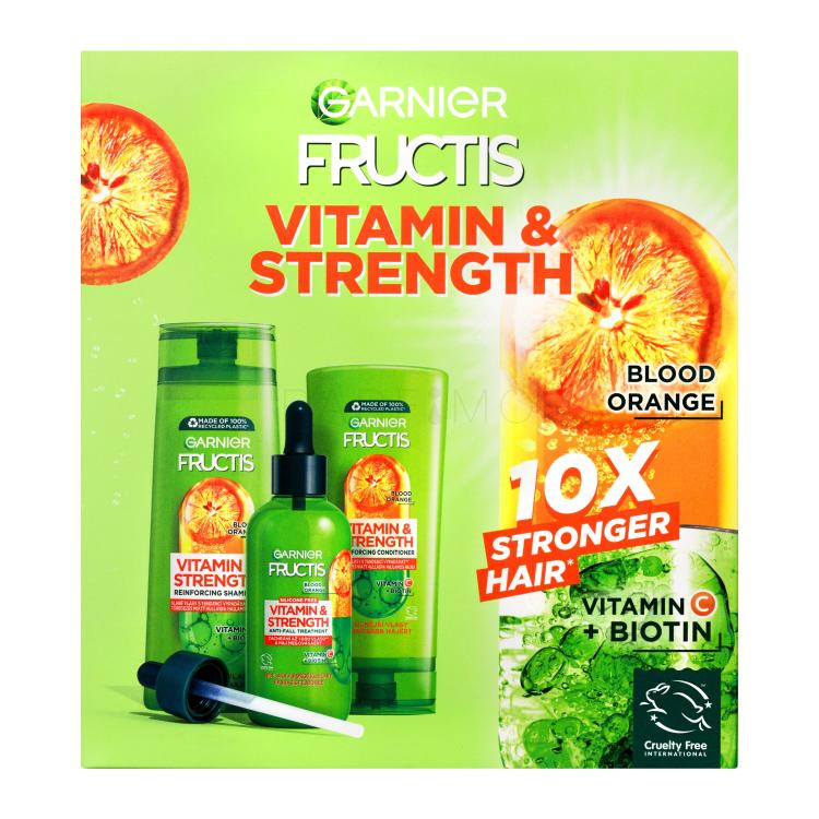 Garnier Fructis Vitamin &amp; Strength Poklon set Fructis Vitamin &amp; Strength šampon 250 ml + Fructis Vitamin &amp; Strength regenerator 200 ml + Fructis Vitamin &amp; Strength serum za kosu 125 ml