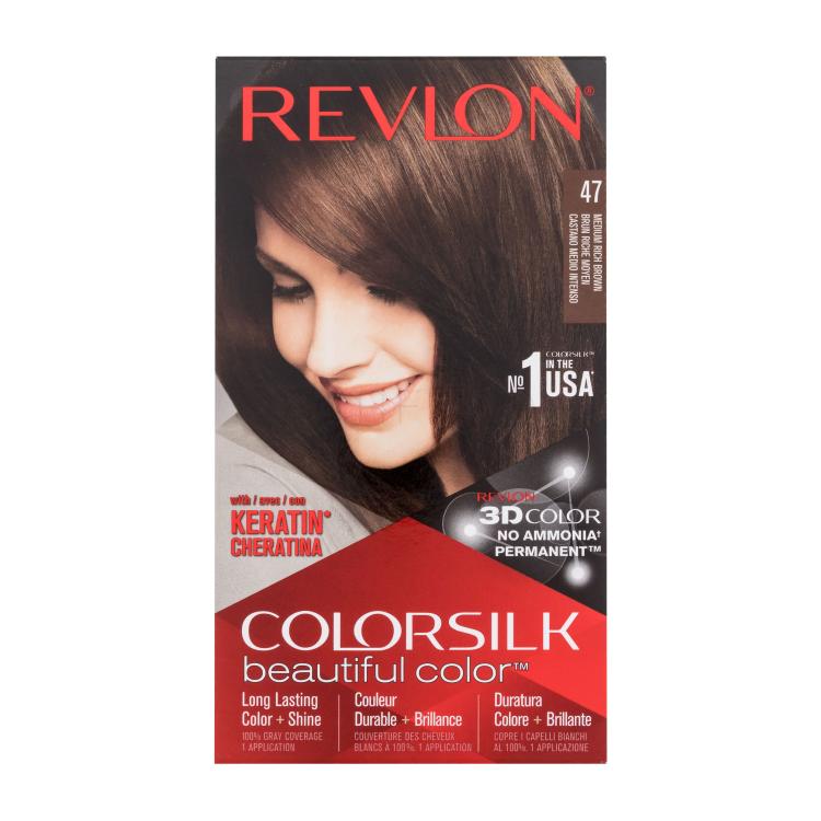 Revlon Colorsilk Beautiful Color Boja za kosu za žene Nijansa 47 Medium Rich Brown set