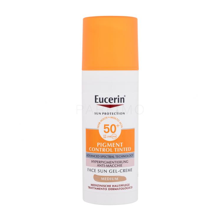 Eucerin Sun Protection Pigment Control Tinted Gel-Cream SPF50+ Proizvod za zaštitu lica od sunca za žene 50 ml Nijansa Medium