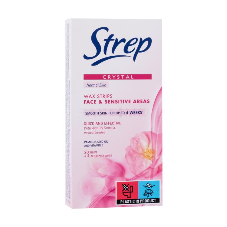 Strep Crystal Wax Strips Face &amp; Sensitive Areas Normal Skin Proizvodi za depilaciju za žene 20 kom