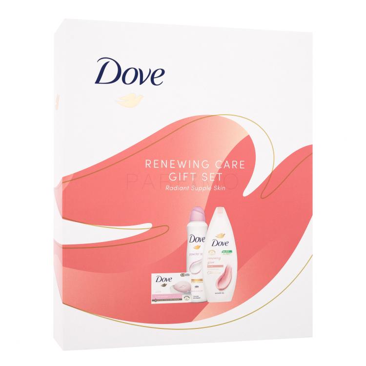 Dove Renewing Care Gift Set Poklon set gel za tuširanje Renewing Glow Shower Gel 250 ml + tvrdi sapun Pink Beauty Cream Bar 90 g + antiperspirant Powder Soft 150 ml