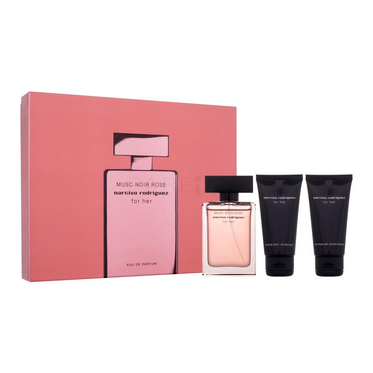 Narciso Rodriguez For Her Musc Noir Rose Poklon set parfemska voda 50 ml + losion za tijelo 50 ml + gel za tuširanje 50 ml