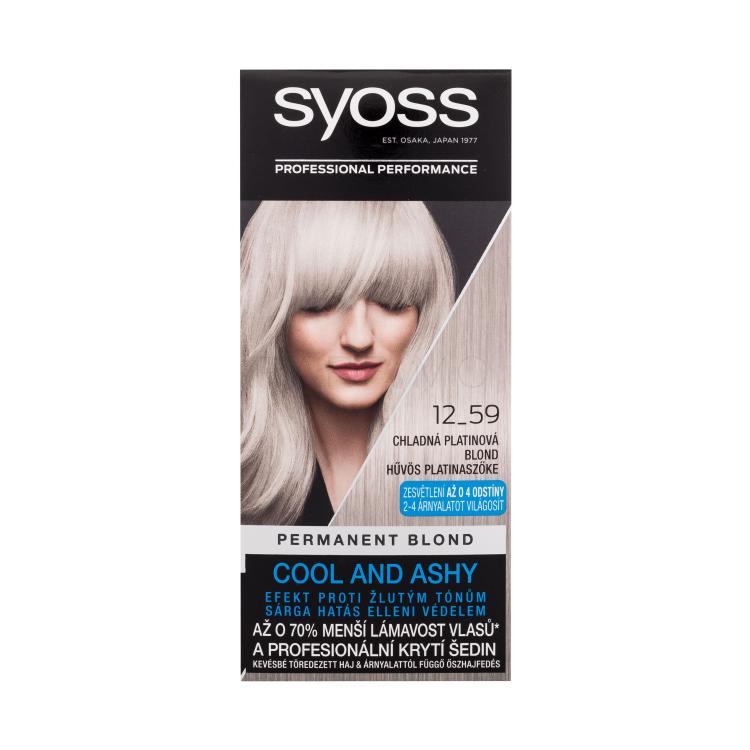 Syoss Permanent Coloration Permanent Blond Boja za kosu za žene 50 ml Nijansa 12-59 Cool Platinum Blond