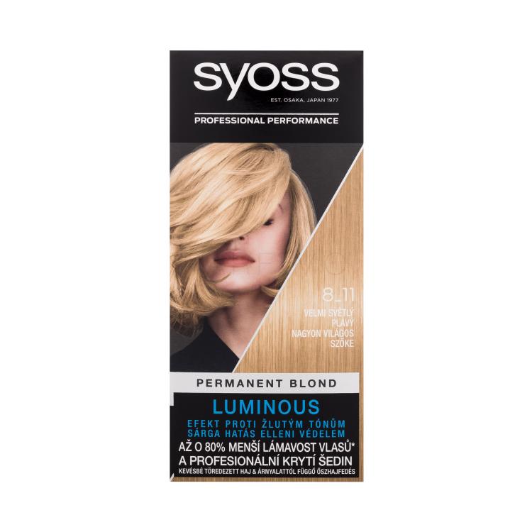 Syoss Permanent Coloration Permanent Blond Boja za kosu za žene 50 ml Nijansa 8-11 Very Light Blond