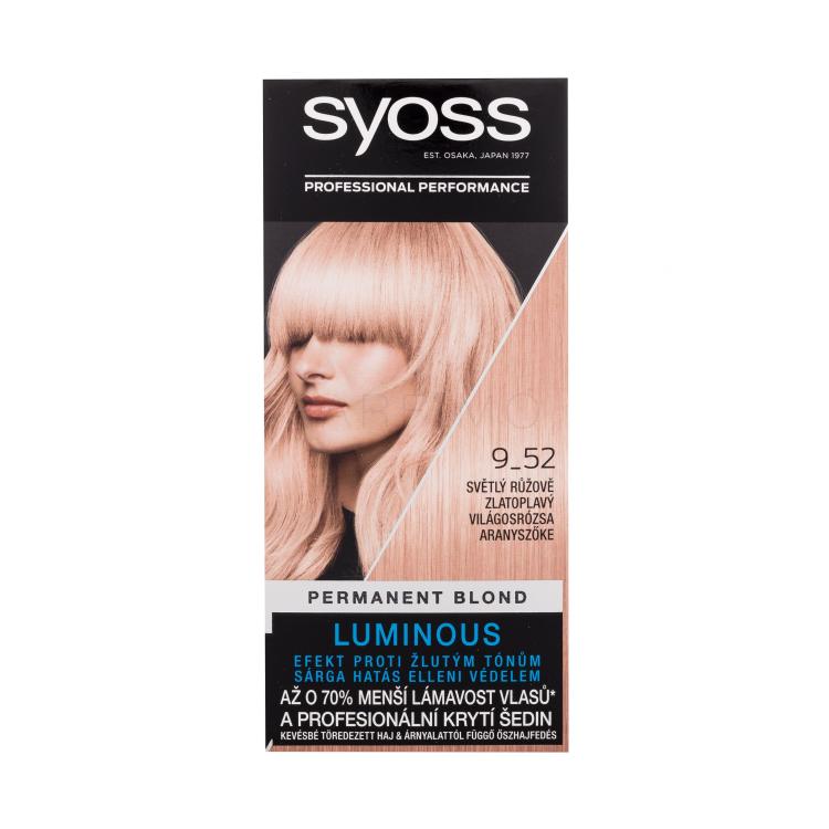 Syoss Permanent Coloration Permanent Blond Boja za kosu za žene 50 ml Nijansa 9-52 Light Rose Gold Blond