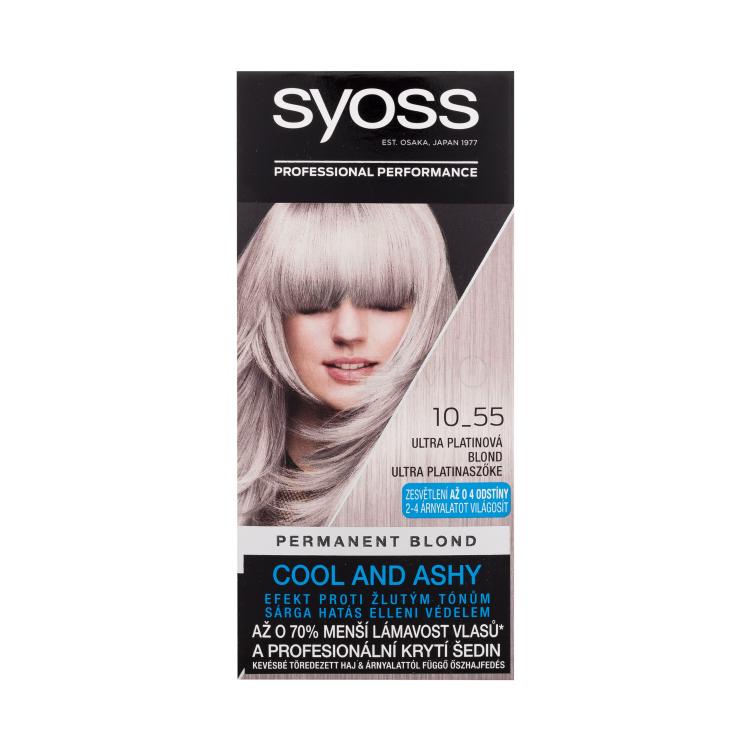 Syoss Permanent Coloration Permanent Blond Boja za kosu za žene 50 ml Nijansa 10-55 Ultra Platinum Blond