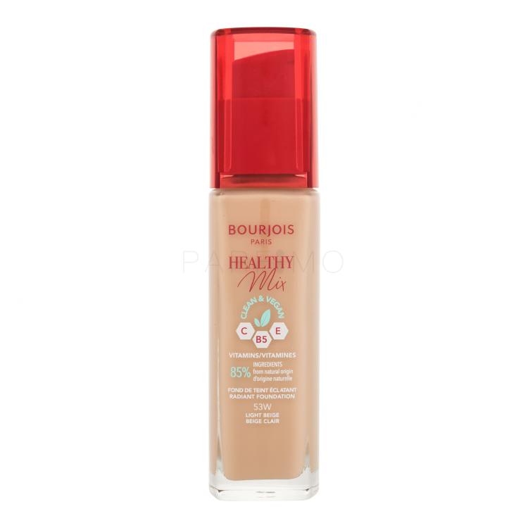 BOURJOIS Paris Healthy Mix Clean &amp; Vegan Radiant Foundation Puder za žene 30 ml Nijansa 53W Light Beige