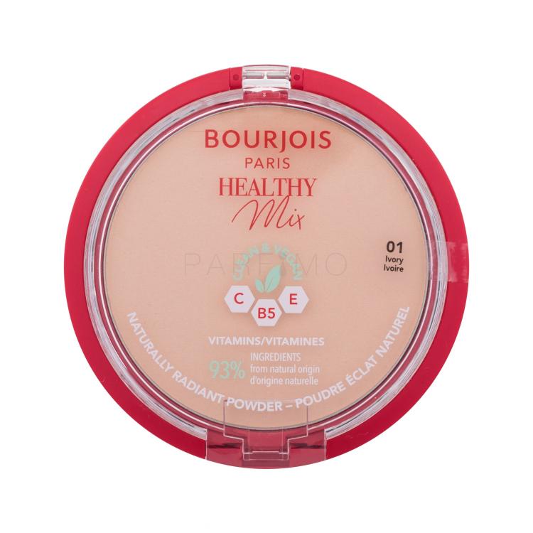 BOURJOIS Paris Healthy Mix Clean &amp; Vegan Naturally Radiant Powder Puder u prahu za žene 10 g Nijansa 01 Ivory