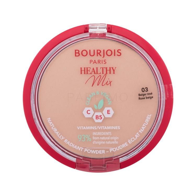 BOURJOIS Paris Healthy Mix Clean &amp; Vegan Naturally Radiant Powder Puder u prahu za žene 10 g Nijansa 03 Rose Beige