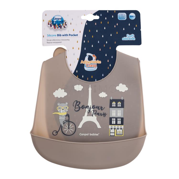 Canpol babies Bonjour Paris Silicone Bib With Pocket Podbradnjak za bebe za djecu 1 kom
