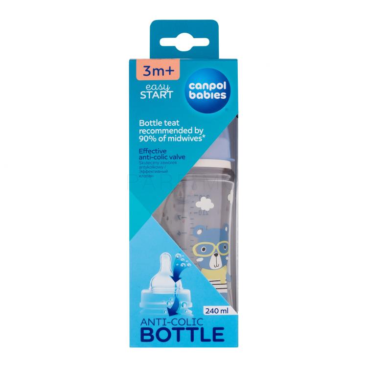 Canpol babies Bonjour Paris Easy Start Anti-Colic Bottle Blue 3m+ Bočica za bebe za djecu 240 ml