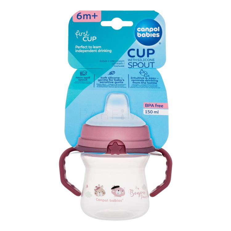 Canpol babies Bonjour Paris First Cup Pink 6m+ Čašica za djecu 150 ml