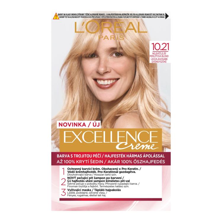 L&#039;Oréal Paris Excellence Creme Triple Protection Boja za kosu za žene 48 ml Nijansa 10.21 Light Pearl Blonde