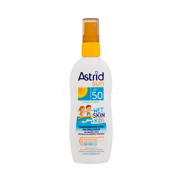 Astrid Sun Kids Wet Skin Transparent Spray SPF50 Proizvod za zaštitu od sunca za tijelo za djecu 150 ml