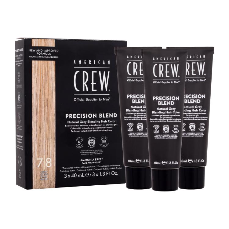 American Crew Precision Blend Natural Grey Blending Hair Color Boja za kosu za muškarce Nijansa 7/8 Light Claro Clair Blond set