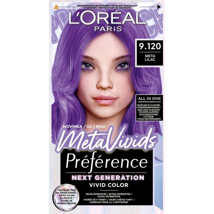 L&#039;Oréal Paris Préférence Meta Vivids Boja za kosu za žene 75 ml Nijansa 9.120 Meta Lilac