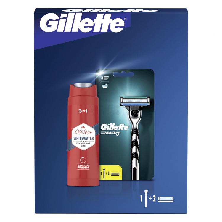 Gillette Mach3 Poklon set aparat za brijanje 1 kom + rezervna glava 1 kom + gel za tuširanje i šampon Old Spice Whitewater 3u1 250 ml