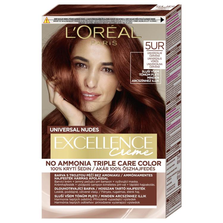 L&#039;Oréal Paris Excellence Creme Triple Protection Boja za kosu za žene 48 ml Nijansa 5UR Universal Red
