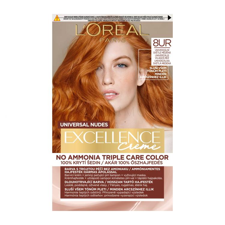 L&#039;Oréal Paris Excellence Creme Triple Protection Boja za kosu za žene 48 ml Nijansa 8UR Universal Light Copper