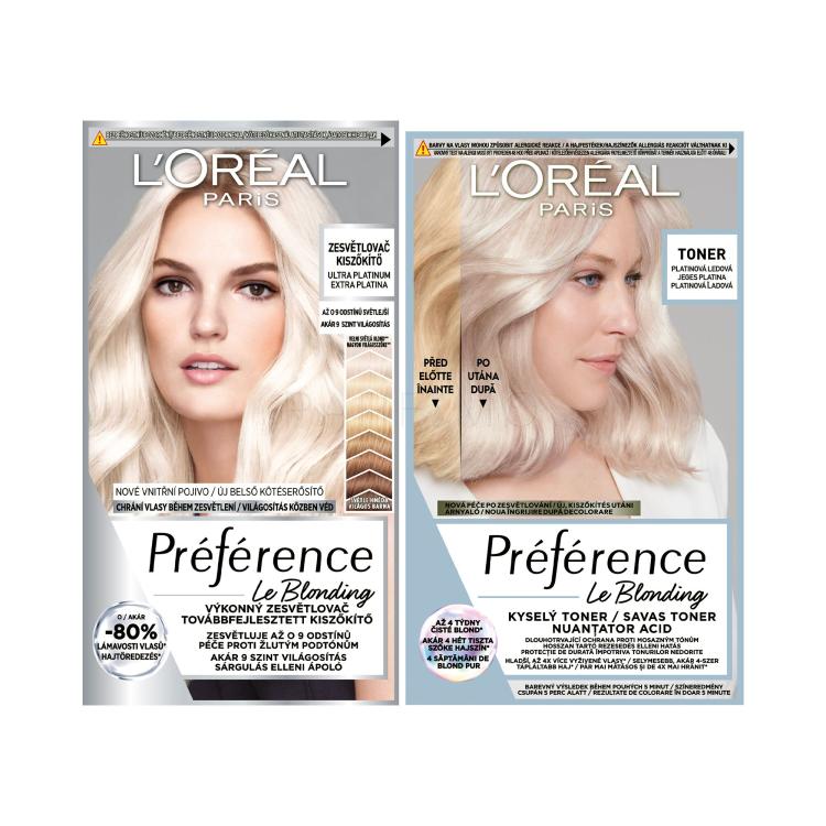 Set Boja za kosu L&#039;Oréal Paris Préférence Les Blondissimes + Boja za kosu L&#039;Oréal Paris Préférence Le Blonding Toner