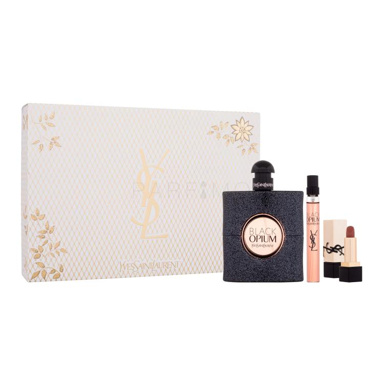 Yves Saint Laurent Black Opium Poklon set Parfemska voda 90 ml + Parfemska voda 10 ml + Ruž za usne Rouge Pur Couture 1,3 g NM Nu Muse