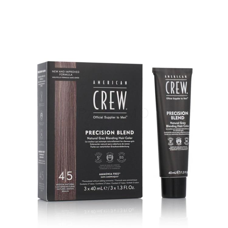American Crew Precision Blend Natural Grey Blending Hair Color Boja za kosu za muškarce 3x40 ml Nijansa 4/5 Medium Natural