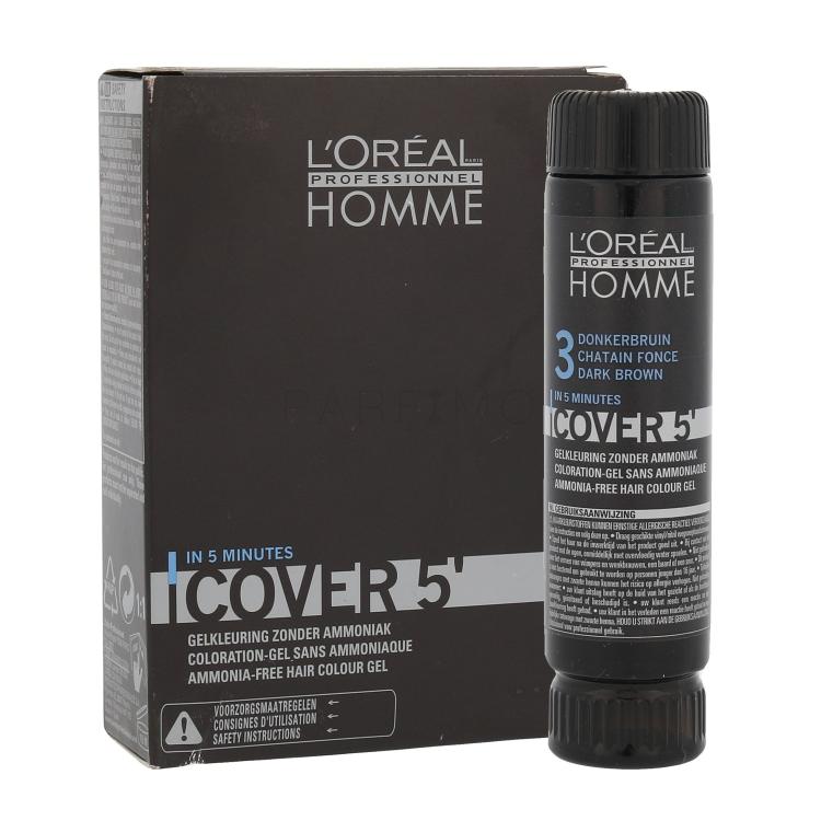 L&#039;Oréal Professionnel Homme Cover 5´ Boja za kosu za muškarce 3x50 ml Nijansa 3 Dark Brown